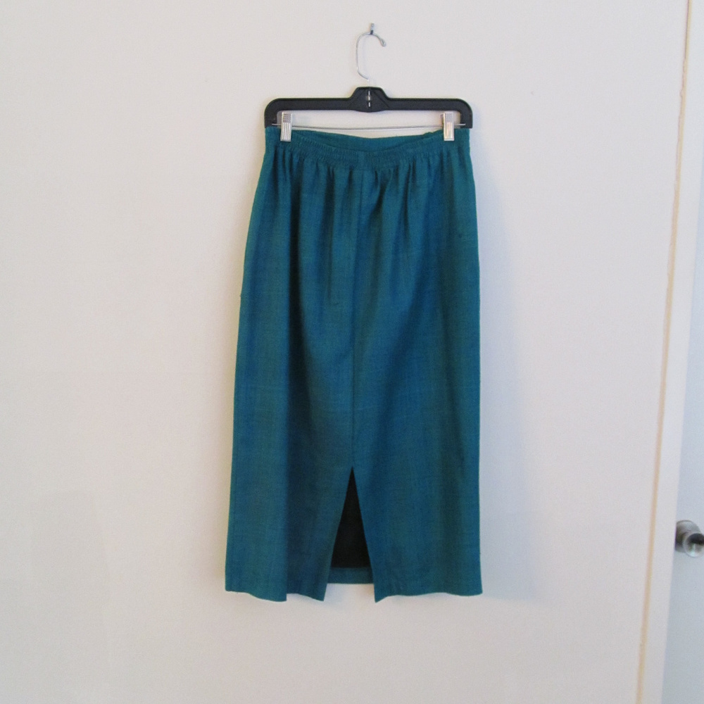 Bonnie Durant teal raw silk skirt - Picture 2 of 4